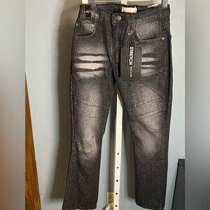GS 115 Premium Boys Distressed Black Denim Stretch Jeans Size 12 NWT